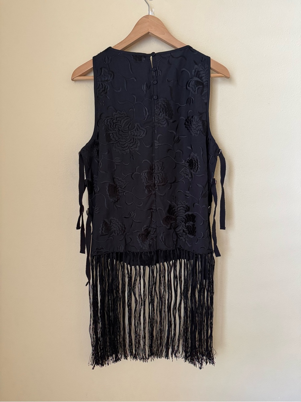 Sea New York Adelina Top Lace Fringe Black Small